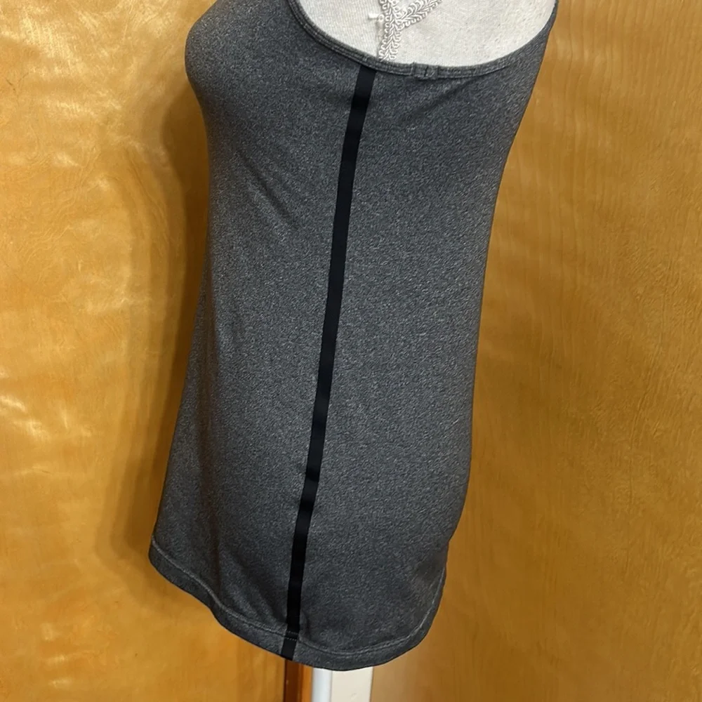 Lululemon Dark Grey With Black Stripes Down Sides Cool Racerback Tank SE